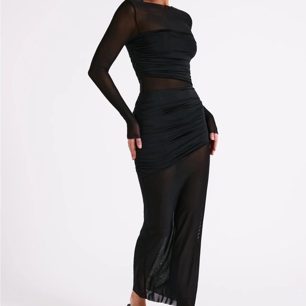 MESHKI Kate Mesh And Nylon Maxi Dress - Black (Medium)